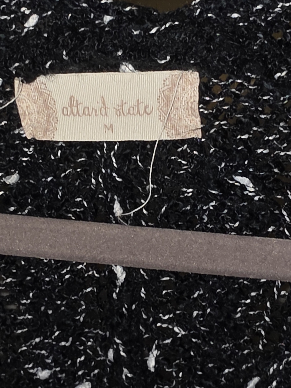 Altar'd State Black & White Marled V-Neck Sweater - Picture 2 of 4